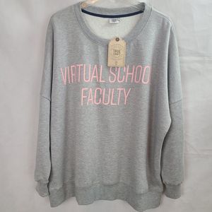 New True Craft Adult (2X) Gray Sweatshirt with "Virtual School Faculty" in Pink